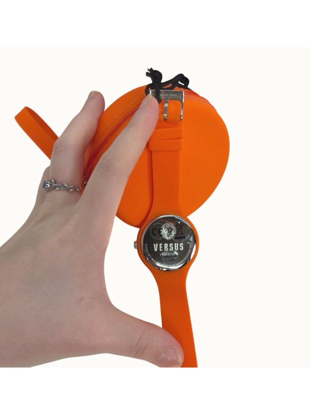 Versus Versace Orange Luxury Fire Island Silicon 39mm Watch and Wristlet NWT - Picture 6 of 16